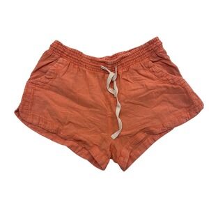 Rip Curl Women's Coral Orange Linen Blend Smocked Waist Drawstring Shorts Size S